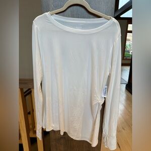 Old Navy Active Cloud 94 Women's Cream Long Sleeve Tee with Slit
